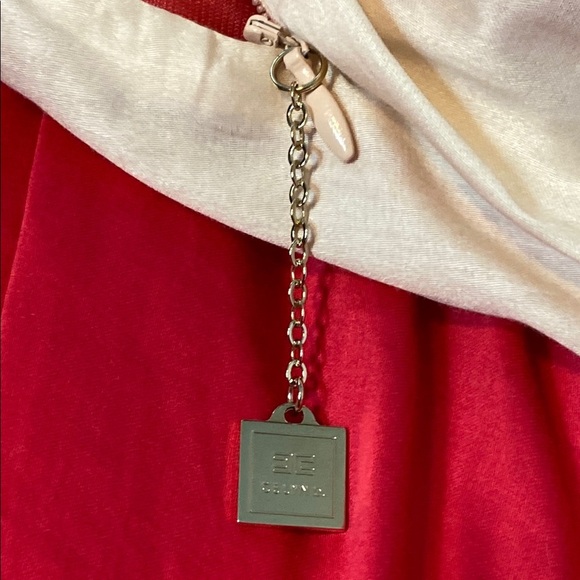 Celyn B. Elisabetta Franchi Red and Cream Pleated Embellished Mini Dress - Picture 6 of 9